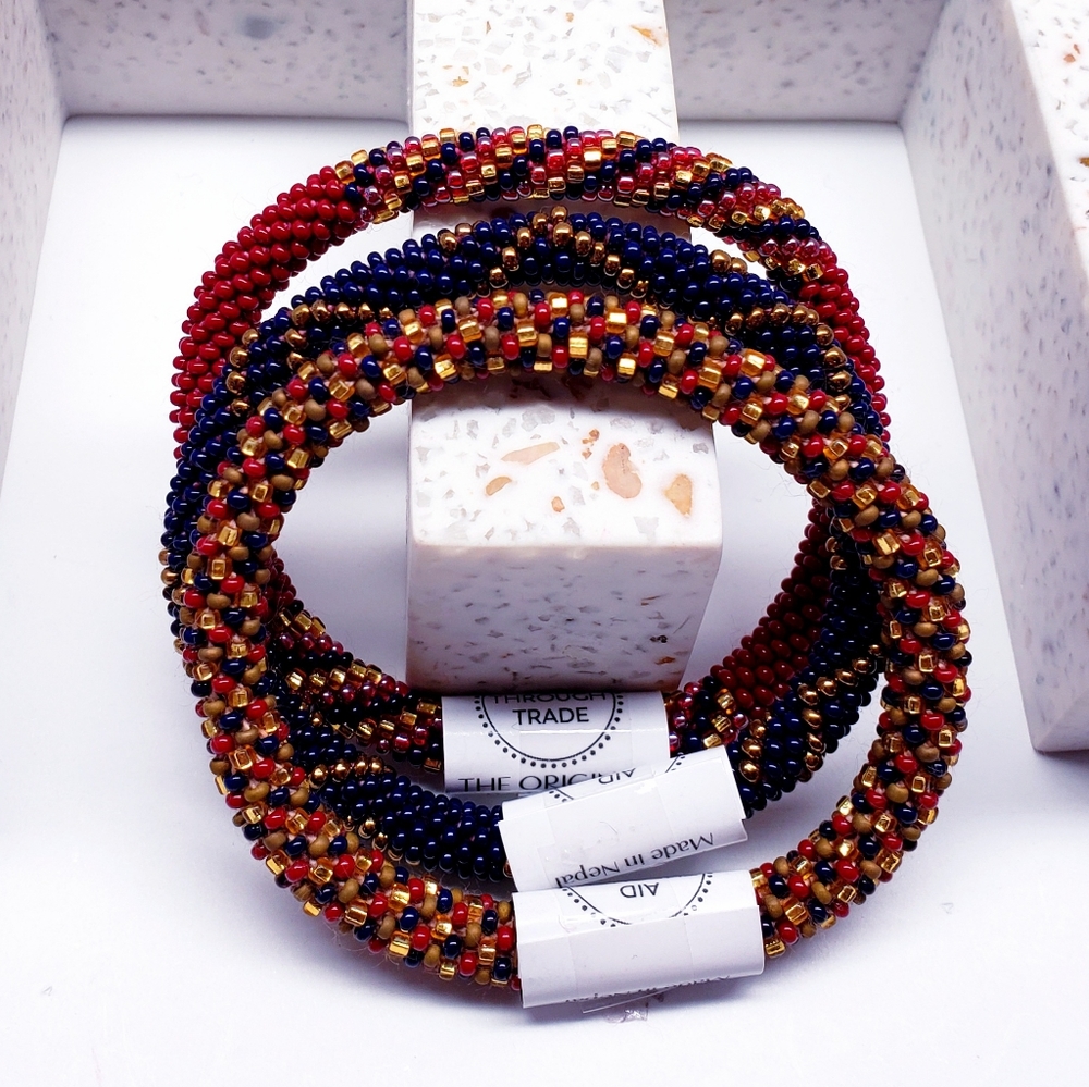 EARTHBERRY -Original Roll-On® Bracelets, 7" round, made in Nepal #4 (3 pieces)